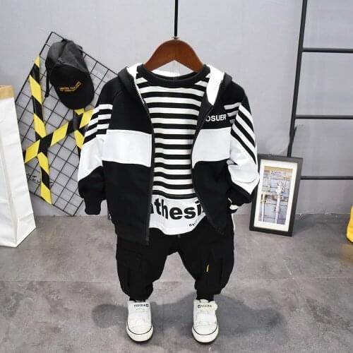 Autumn Trend Style Kids Baby Clothing Sets Cotton Boys Coat+T-Shirts+ Pants Baby Boys Casual Clothes Outfits Spring 2-7years