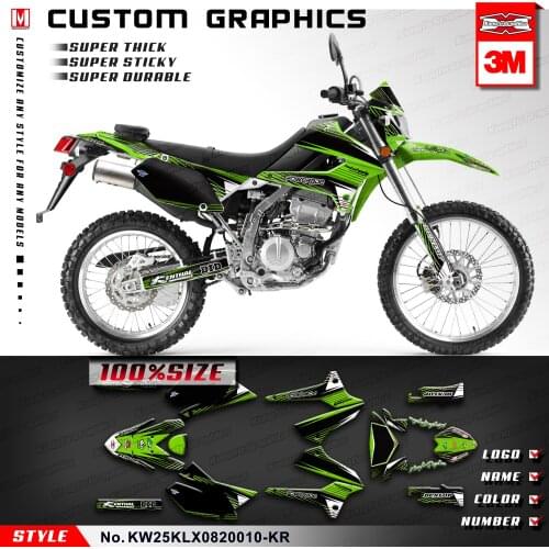 KUNGFU GRAPHICS Vinyl Decals Personalised Sticker Kit for KLX 250 S D-Tracker X Final Edition 2008 2009 2010 2011 2012 to 2020