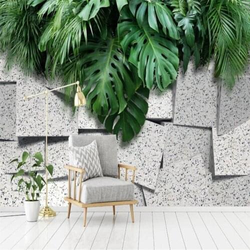 Milofi custom 3D wallpaper mural 3d abstract space green plant background wall living room bedroom decoration painting wallpaper