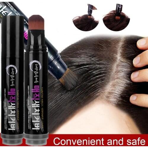 Natural Herbal Temporary White Hair Cover Pen DIY Hair Color Black Brown Wax Gray Dyed White Disposable Hair Brush Comb Styling