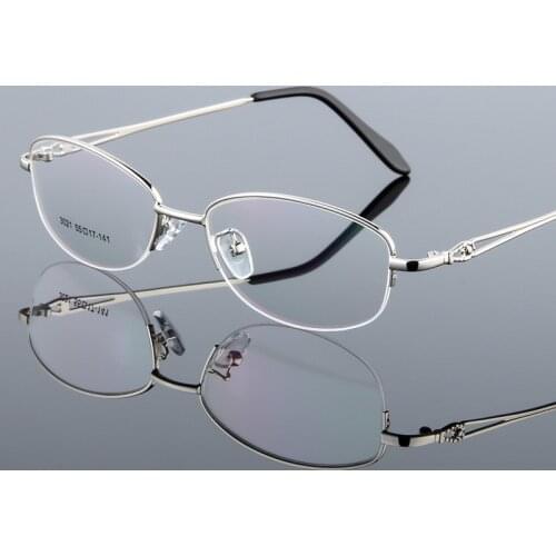 Titanium Alloy Optical Eyeglasses Woman Ultra Light Weight Myopia Glasses Frames Female Half Rim Eyewear Spectacles