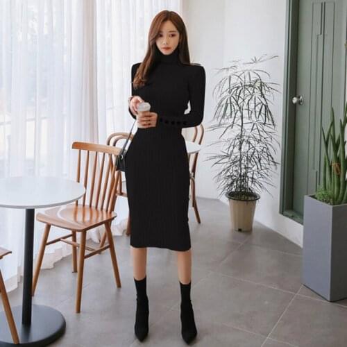Maternity Autumn Sweater Knitted Nursing Dress Slim Elastic Turtleneck Long Sleeve Sexy Bodycon Breastfeeding Dresses Vestidos
