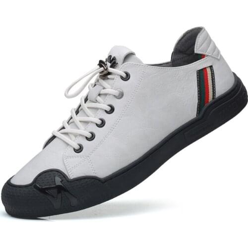 Casual leather shoes mens leather board shoes white shoes