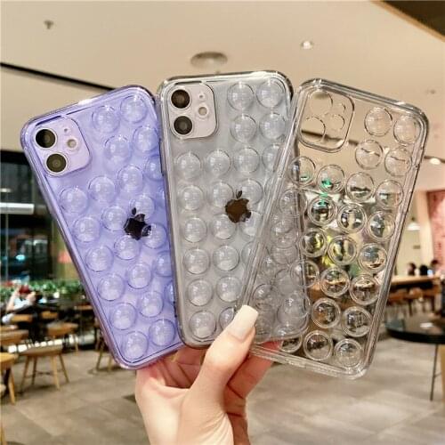 Candy Color Bubble Decompression Case For iPhone 12 Mini 11 Pro Max 7 8 Plus X XR XS Max SE 2020 Transparent Silicone Back Cover