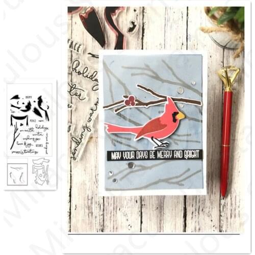 Christmas Birds Clear Metal Cutting Dies Handmade for DIY Photo Album Decoration Scrapbooking Embossing Template Stamp