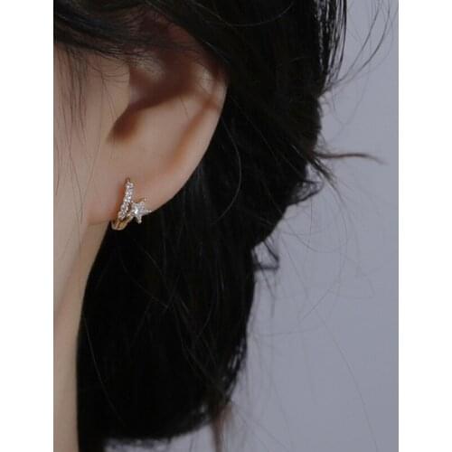 Exquisite 925 Sterling Silver Earrings Cute Small Micro Zircon Star Hoop Earrings for Women Simple Fashion Anniversary Jewelry