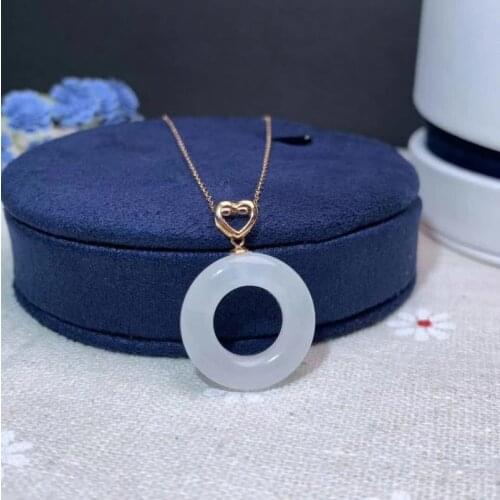 SHILOVEM 18k yellow gold natural white Jasper pendants Christmas Gift fine Jewelry plant wedding no necklace mymz151599hby