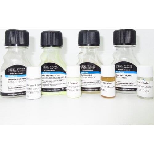 Winsor & Newton Watercolor Mediums Mini 10ml Art Masking OX Gall Gum Arabic Iridescent Medium