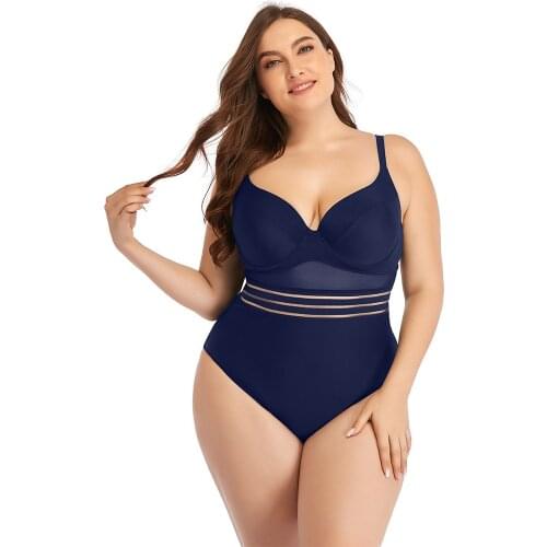 Women Plus Size Swimsuit One Piece Swimwear Large Big Plussize Black Swimming Bathing Suits Beachwear Wear For Female 2021 New