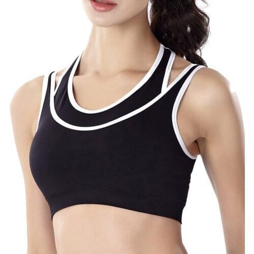 Women shockproof fake two-piece sports bra no steel ring breathable quick-drying run fitness beauty vest-type bra