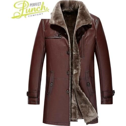 Jacket Winter Mens Leather Men Genuine Sheepskin Coat Real Wool Fur Liner Warm Jackets Plus Size Veste JLK18FG1701 Y1874