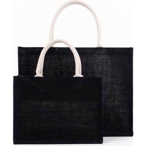 066C Jute Tote Bags Eco Friendly Shopping Bag with Handles Reusable Grocery Organizer