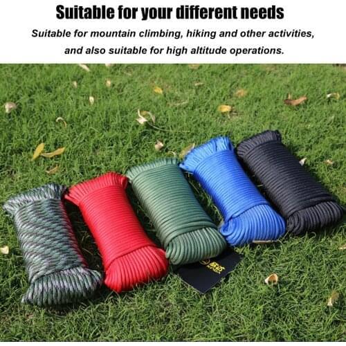 50M Outdoor Climbing Safety Rope 4mm Flexible 9-core Survival Strength Paracord Safety Rope Cord Hiking Tree Wall Climbing Gear