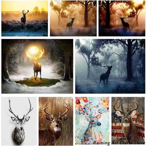 5D Diy Round Square Diamond Painting Inlaid Forest Deer Embroidery Cross Stitch Kits Animal Full Drill Home Decoration Handmade
