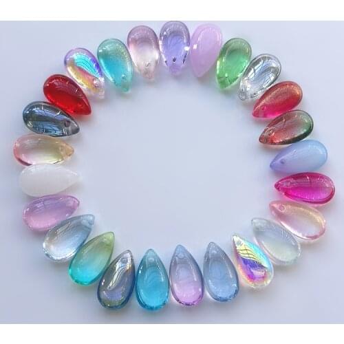 SIXTY TOWFIS 12 Pieces 8*14mm Mix colors Multi Gradient Czech Loose Bead Jewelry Teardrop-shaped Lampwork Sew on Glass Beads