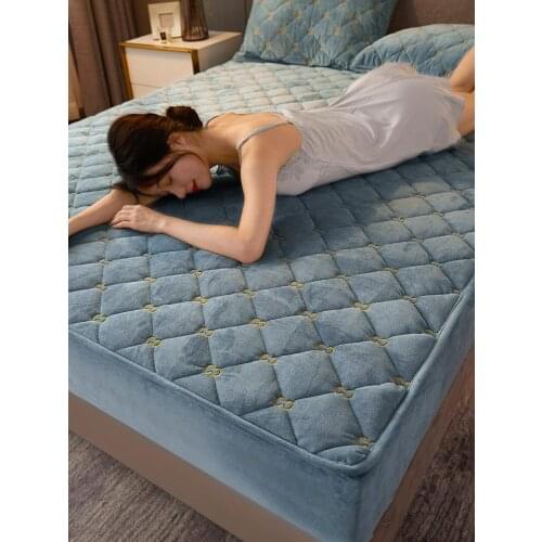 Coral velvet bed cover single piece thickened clip cotton frankinclycer mattress set winter crystal velvet non-slip fixation