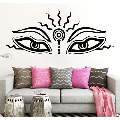 Buddha Eyes Wall Sticker Indian Decal Home Interior Design Living Room Decor Bedroom Wall Art Murals Waterproof Stickers HY1282