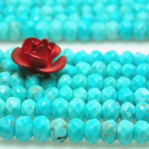 Blue Turquoise Faceted Rondelle Loose Beads Wholesale Gemstone Semi Precious Stone Bracelet Necklace For Jewelry Making Design