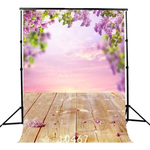 Floral Backdrop Spring Sky Bokeh Portrait Door Wooden Floor Backgrounds for Photo Studio Wedding Baby Shower Vinyl Cloth 3D