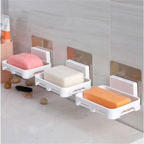 Soap Dishes Drain Wall Mounted Soap Sponge Holder Storage Rack Bathroom Organizer Soap Draining Holder Kitchen Hanging Soap Box