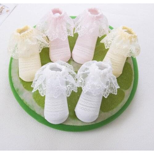 Baby 12pcs Socks Summer Thin Mesh Cotton Kids Socks Lovely Girls Ruffle Lace Cotton Socks