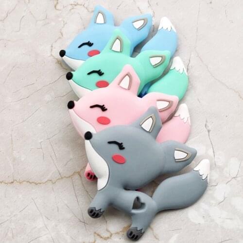 Baby Silicone Teethers Toy Lovely Fox Chewing Gum Jewelry Nursing Teething Toys BPA Free Food Grade Silicone Teether Shower Gift