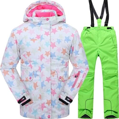 Children Clothing Set Girl Ski Suit Jacket Pant kids clothes Winter Warm Kids Snow Skiing Suit Windproof Removable Hood Outdoor