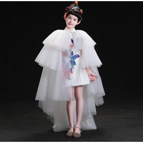 Children Winter Cheongsam Qipao Girls Kids Birthday Party Gown Chinese Evening Dresses Elegant Tailing Piano Girls Princess Baby