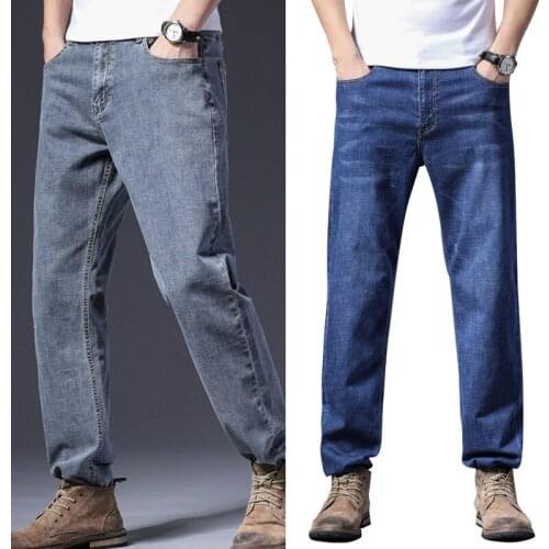 2021 new jeans mens spring and summer loose self-cultivation tooling casual pants boys handsome trendy
