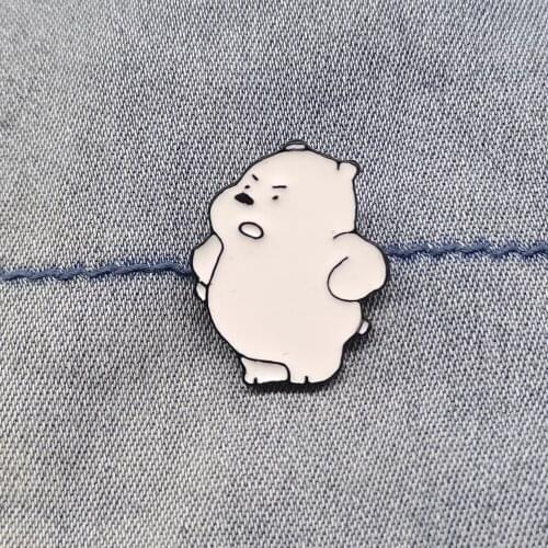 Angry Polar Bear Enamel Brooch Backpack Clothing Brooch for Women Badge Lapel Collar Brooches for Men