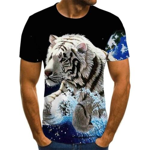 Summer 2021 new 3D printed T-shirt animal print mens T-shirt print casual T-shirt O-neck hip hop short sleeve size 110-6XL