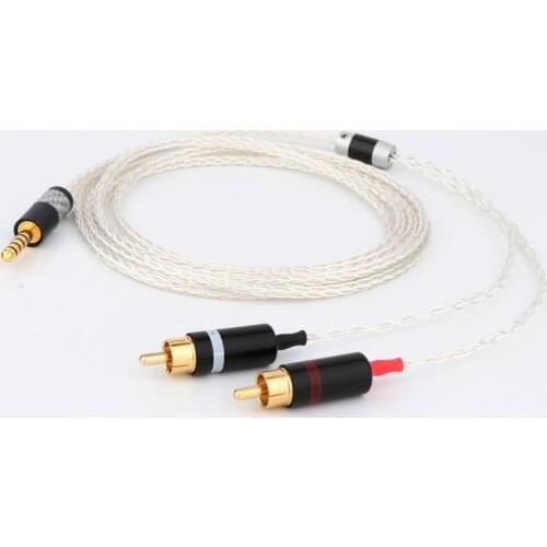 HIFI 8 cores pure silver plated 4.4mm 3.5mm to 2rca jack aux audio cable Headphone amp connecting line interfaz de audio