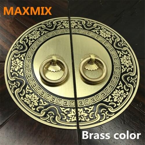 MAXMIX 11-24cm Chinese antique handles for furniture Pattern pure copper door handle cabinet knobs and handles Screw mounting