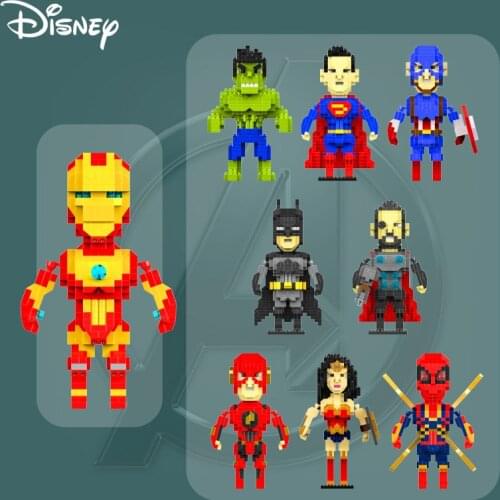 Disney Marvel Heroes Spiderman Superman Building Block Toys Assembled Captain America Iron Man Figure Model Children DIY Gift