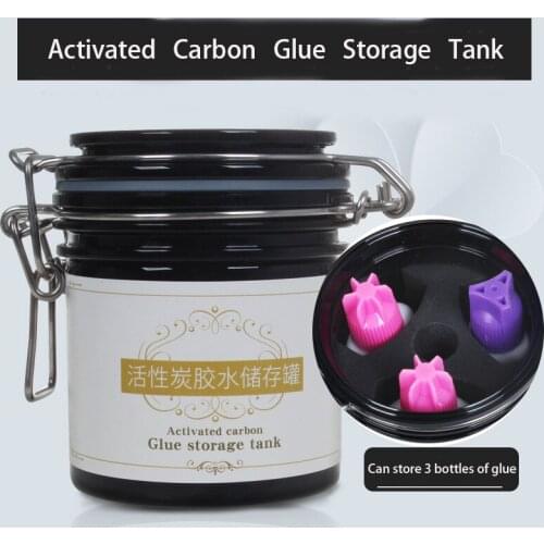 Durable Eyelash Glue Storage Tank Container Adhesive Stand Activated Carbon Sealed Storage Jar For Eyelashes Extension