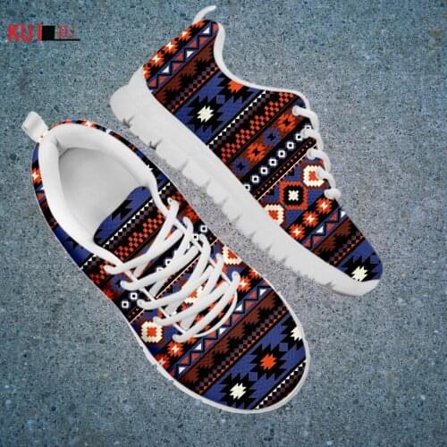 KUILIU New Fashion Ethnic Tribal Print Casual Shoe Women Childrens Flat Sneakers Ladies Brand School Shoes Girl Dropshipping