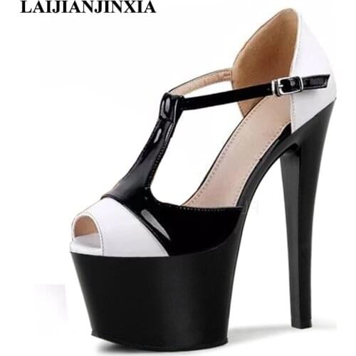 LAIJIANJINXIA New Wedding Party Sexy Spring Womens 17cm High Heels Pole Dance Shoes Platform Sandals Dancing Shoes