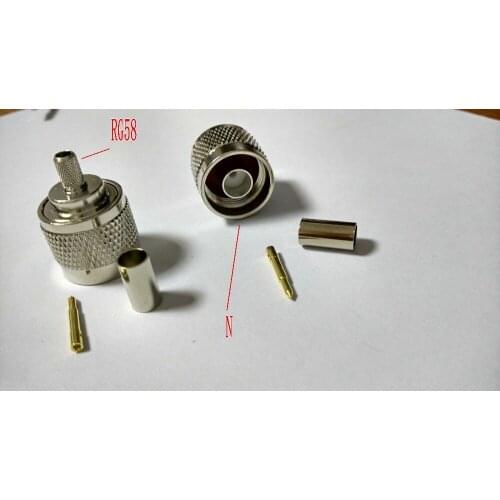 50PCS BRASS N male crimp straight connector for LMR195 RG58 142 tyco adapter New