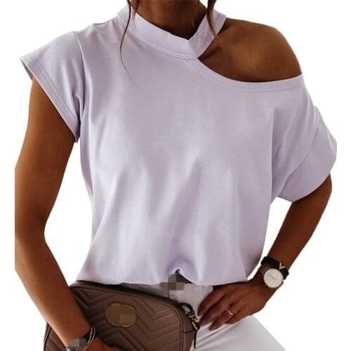 Summer Women Blouse Solid Color Halter Tops Short Sleeve Female Tops Fashion Loose Casual Shirts