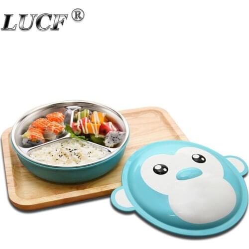 LUCF Food Level cute monkey Design keep Warm fashion Children bowl Kids detachable dinner container Resistance to fall tableware