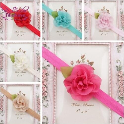 Nishine 8pcs/lot 6 CM Handmade Chiffon Flower Hairband Newborn Infant Elastic Headband Baby Girls Headwear Clothing Accessories