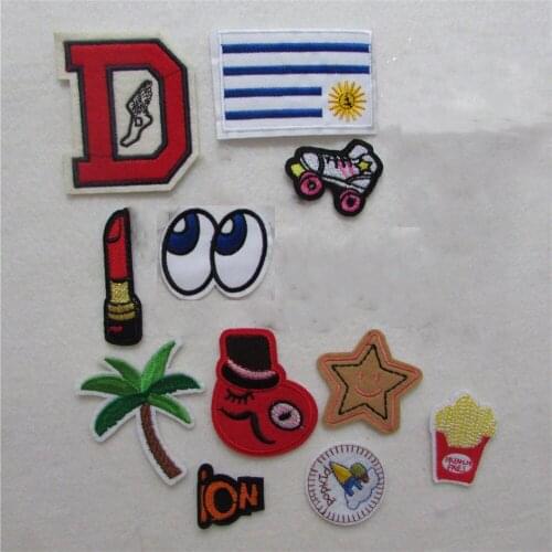 New Arrival cartoon patches hot melt adhesive applique embroidery patches stripes DIY clothing accessory patch C5020-C5038