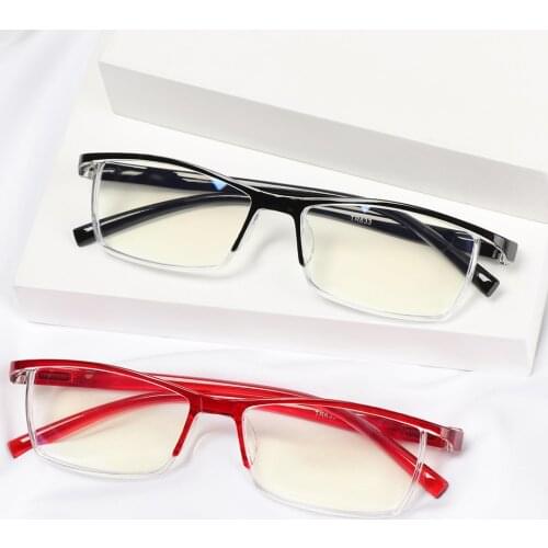 1Pc Ultralight Square Half Frame Reading Glasses Presbyopic Eyeglasses Men Women Anti Blue Light Blocking Eyewear +1.00~+4.00