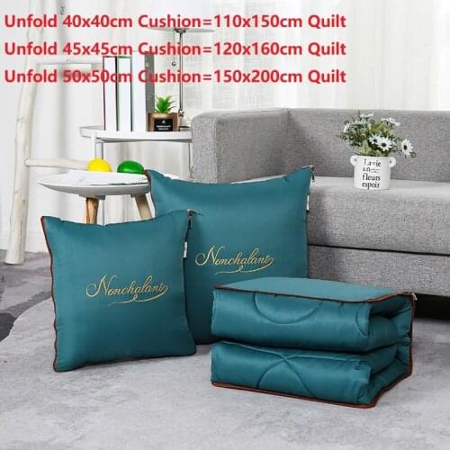 1pc Modern Fashion Embroidery Cushion Blanket Solid Color Summer Cool Quilt Office Car Nap Blanket Soft Stain Throw Pillow