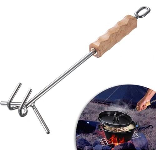 Oven Lid Lifter Anti-rust Anti-scalding Double Hook Stainless Steel Dutch Oven Lid Lifter for Outdoor Tools