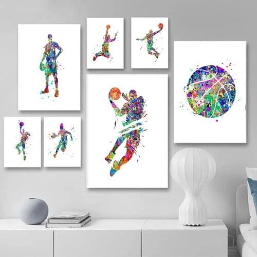 Playing Basketball Poster Abstract Graffiti Canvas Painting Nordic Minimalist Wall Art Pictures Prints for Living Room Decor