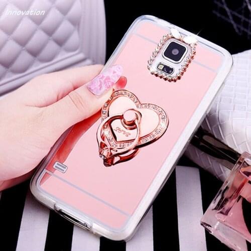 Luxury Ultra Thin Mirror Plating Stand Finger Ring Holder Cover For Samsung Galaxy S6 S7 S8 S9 S10 Plus Soft TPU Gel Phone Case