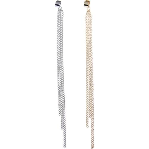 1 Pc Exquisite Fashion Design Earrings Women Long Metal Chains Alloy Tassel Earing Clip