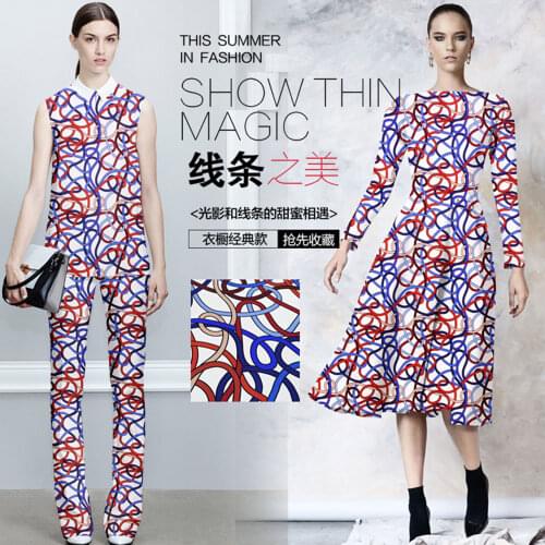 Printed silk stretch satin 19 momme width 140cm stripe printing pattern fashion desigual pure silk fabrics