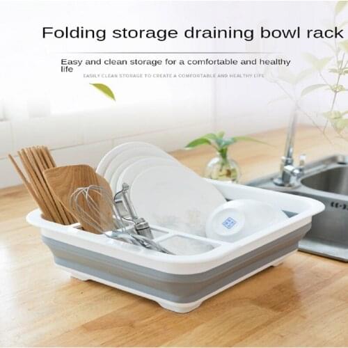 Camper Car Foldable Dish Rack Tableware Rack Portable Bowl Rack TPR Bowl Sink Design For RV Caravan Boats